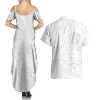 Tonga Faka Sepitema Couples Matching Summer Maxi Dress and Hawaiian Shirt Ngatu Pattern with Plumeria and Hibiscus LT03 - Polynesian Pride