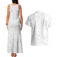 Tonga Faka Sepitema Couples Matching Tank Maxi Dress and Hawaiian Shirt Ngatu Pattern with Plumeria and Hibiscus LT03 - Polynesian Pride