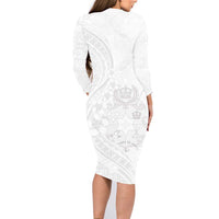 Tonga Faka Sepitema Family Matching Long Sleeve Bodycon Dress and Hawaiian Shirt Ngatu Pattern with Plumeria and Hibiscus LT03 - Polynesian Pride