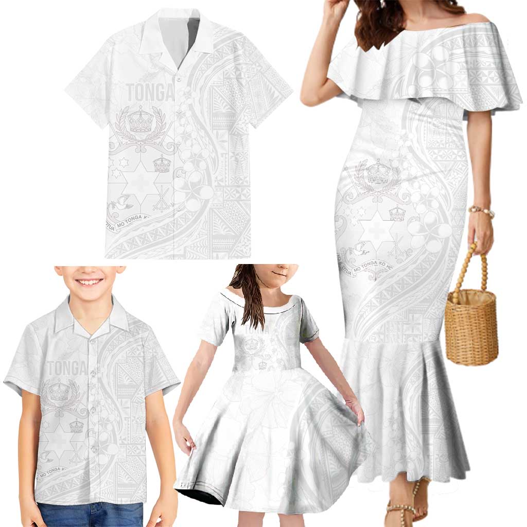 Tonga Faka Sepitema Family Matching Mermaid Dress and Hawaiian Shirt Ngatu Pattern with Plumeria and Hibiscus LT03 - Polynesian Pride