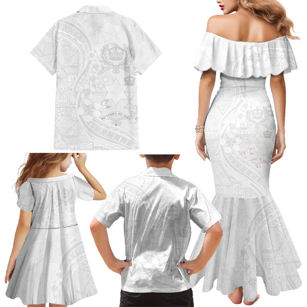 Tonga Faka Sepitema Family Matching Mermaid Dress and Hawaiian Shirt Ngatu Pattern with Plumeria and Hibiscus LT03 - Polynesian Pride