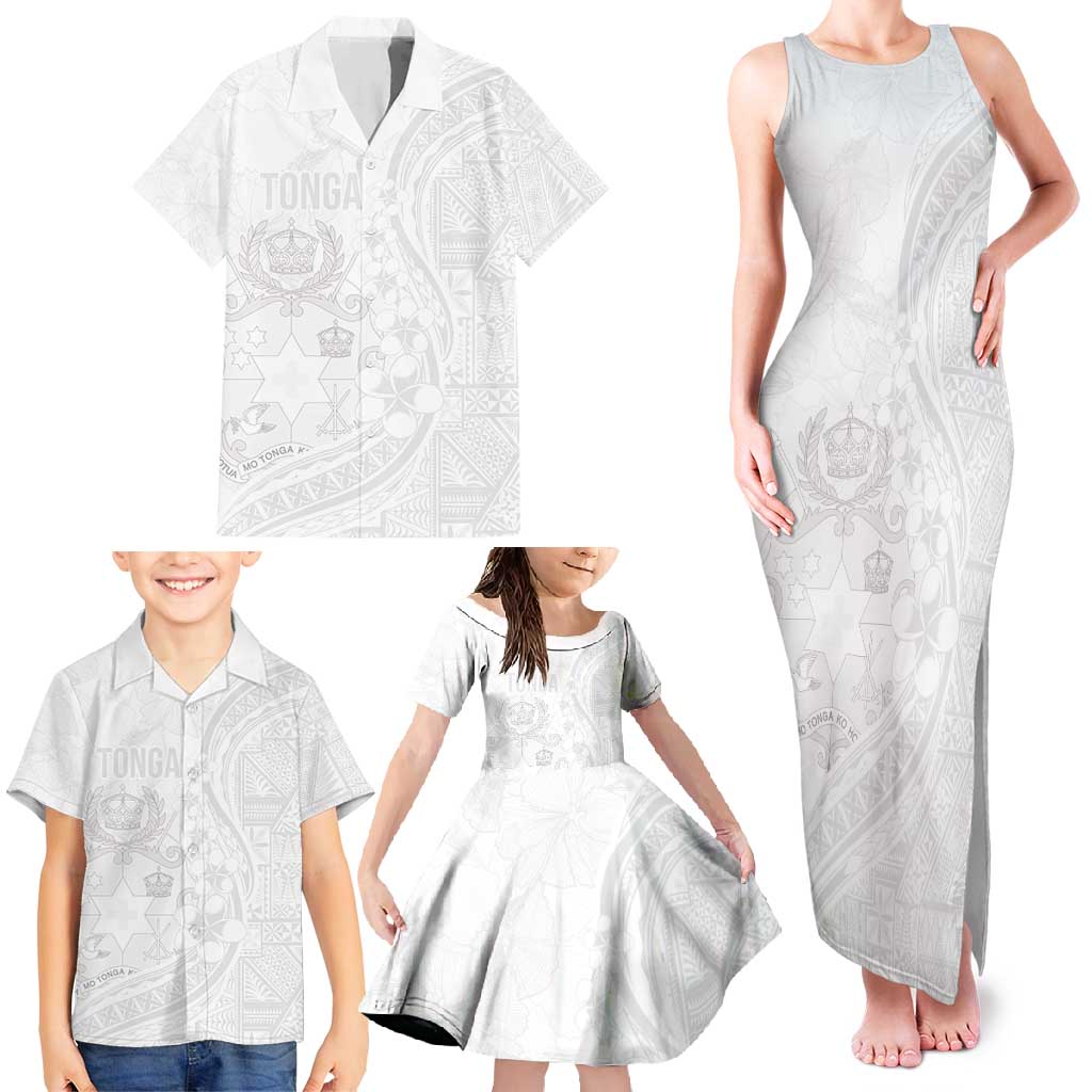 Tonga Faka Sepitema Family Matching Tank Maxi Dress and Hawaiian Shirt Ngatu Pattern with Plumeria and Hibiscus LT03 - Polynesian Pride