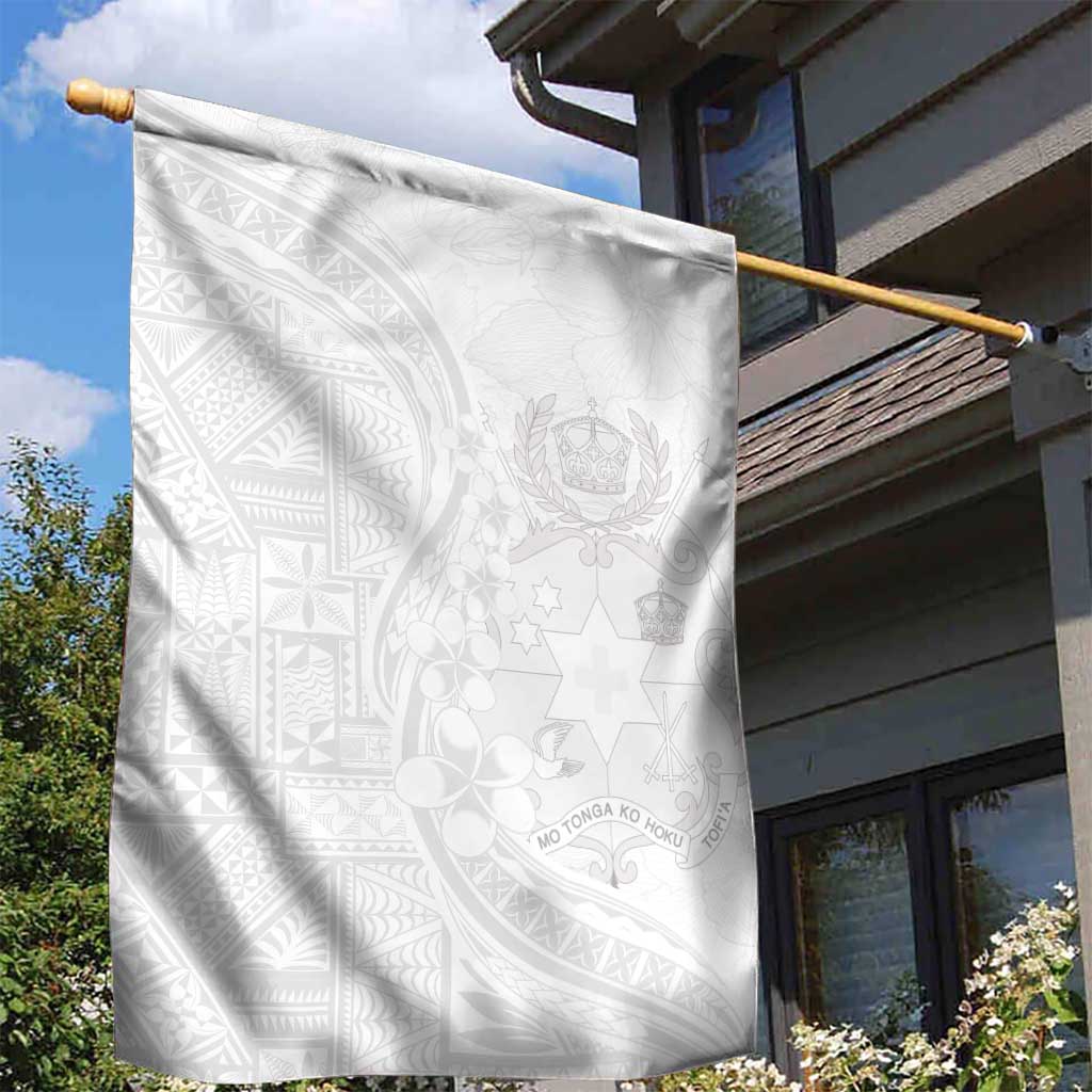 Tonga Faka Sepitema Garden Flag Ngatu Pattern with Plumeria and Hibiscus