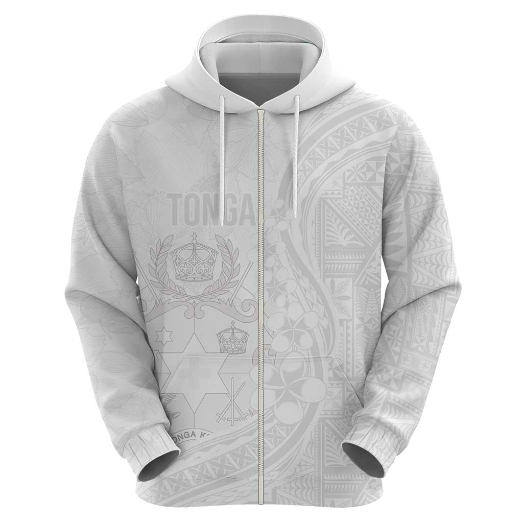 Tonga Faka Sepitema Zip Hoodie Ngatu Pattern with Plumeria and Hibiscus LT03 - Polynesian Pride