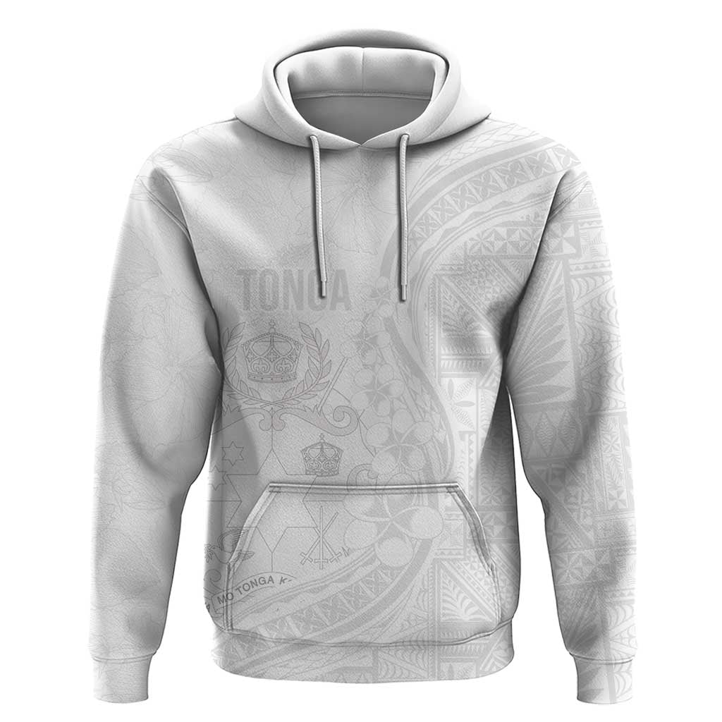 Tonga Faka Sepitema Zip Hoodie Ngatu Pattern with Plumeria and Hibiscus LT03 Pullover Hoodie White - Polynesian Pride