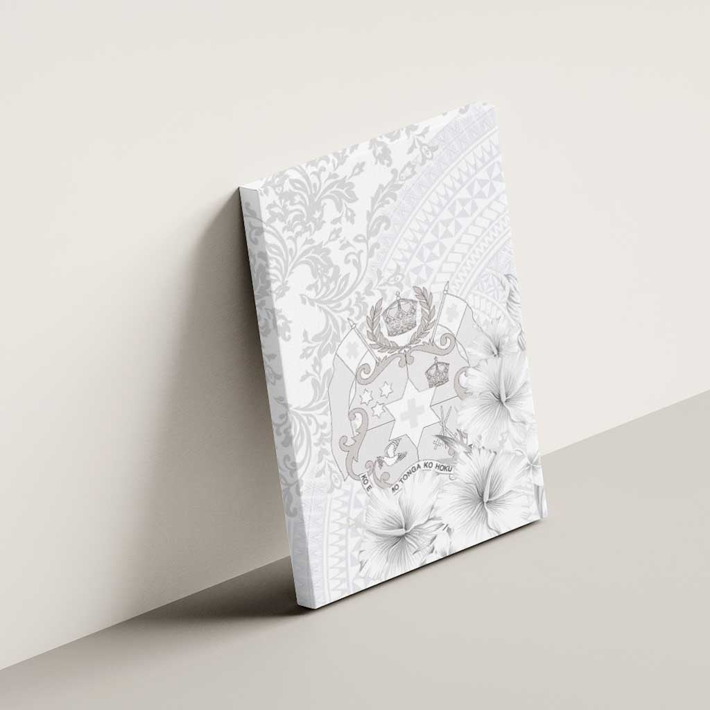 Tonga Faka Sepitema Canvas Wall Art Ngatu and Floral Pattern with Blooming Hibiscus