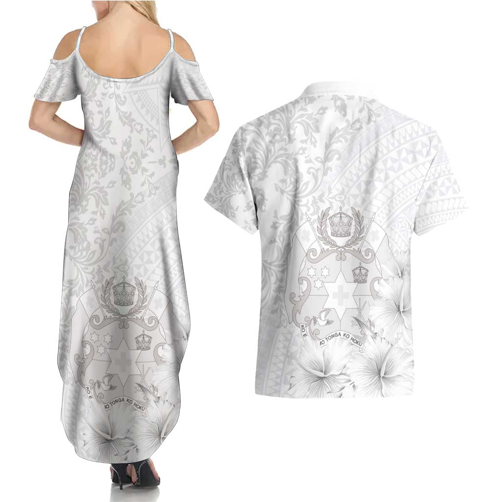 Tonga Faka Sepitema Couples Matching Summer Maxi Dress and Hawaiian Shirt Ngatu and Floral Pattern with Blooming Hibiscus LT03 - Polynesian Pride