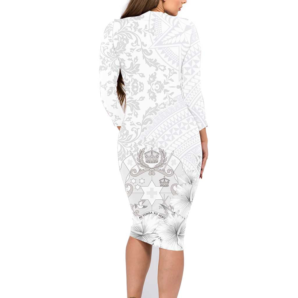 Tonga Faka Sepitema Family Matching Long Sleeve Bodycon Dress and Hawaiian Shirt Ngatu and Floral Pattern with Blooming Hibiscus LT03 - Polynesian Pride