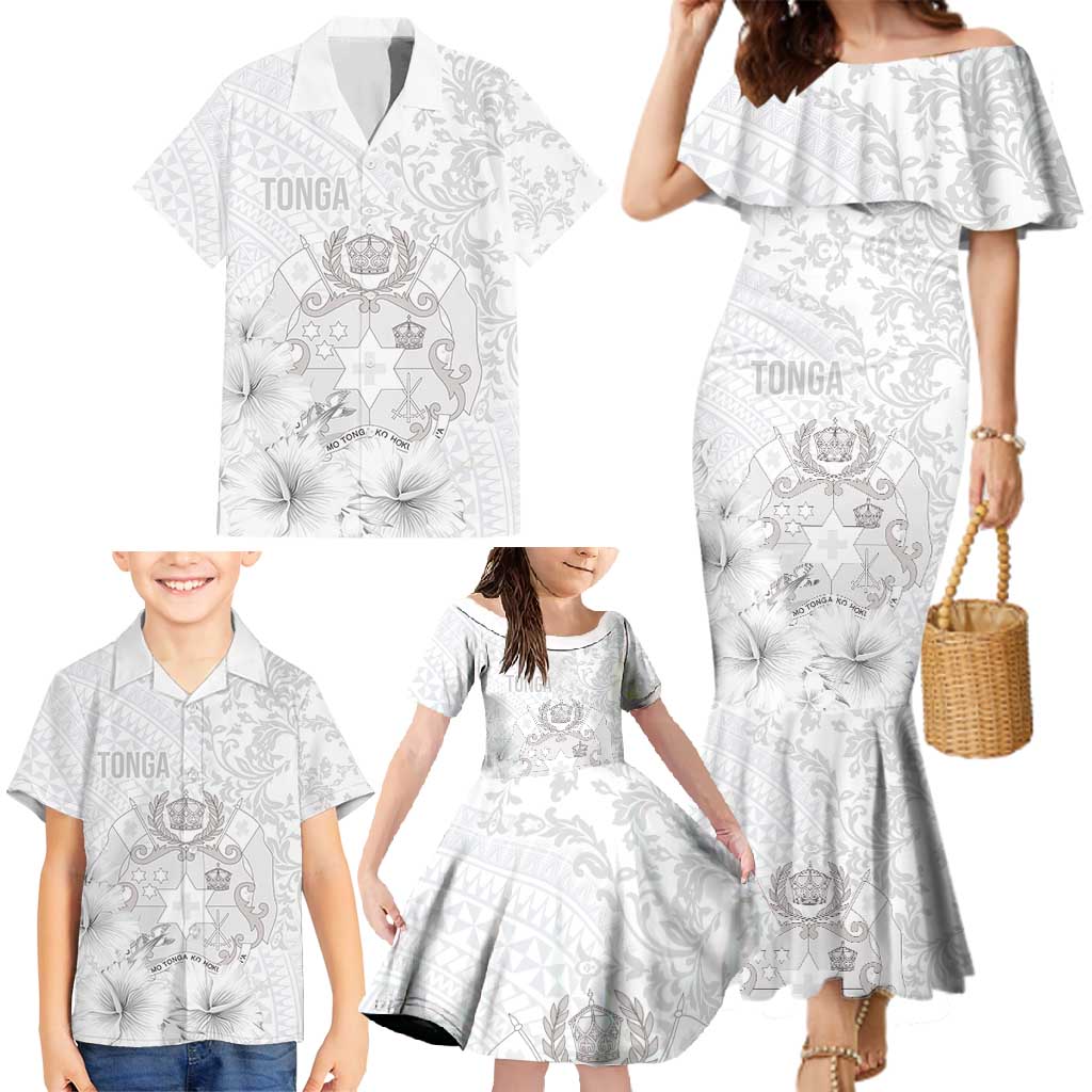 Tonga Faka Sepitema Family Matching Mermaid Dress and Hawaiian Shirt Ngatu and Floral Pattern with Blooming Hibiscus LT03 - Polynesian Pride