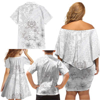 Tonga Faka Sepitema Family Matching Off Shoulder Short Dress and Hawaiian Shirt Ngatu and Floral Pattern with Blooming Hibiscus LT03 - Polynesian Pride