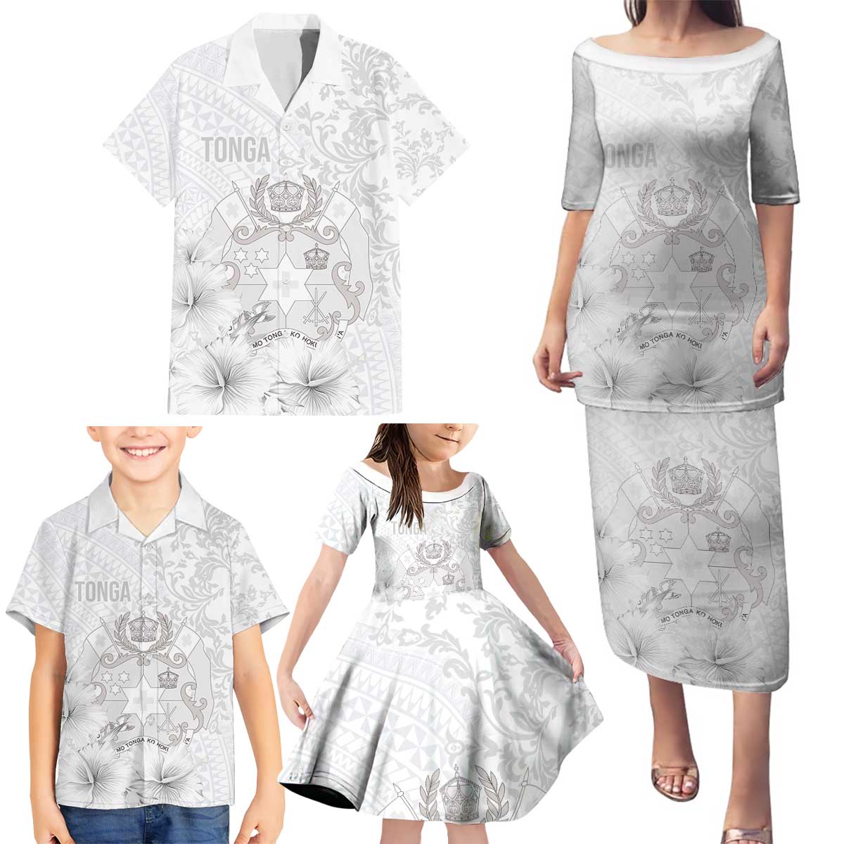 Tonga Faka Sepitema Family Matching Puletasi and Hawaiian Shirt Ngatu and Floral Pattern with Blooming Hibiscus LT03 - Polynesian Pride