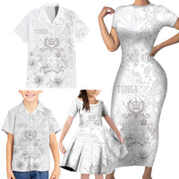 Tonga Faka Sepitema Family Matching Short Sleeve Bodycon Dress and Hawaiian Shirt Ngatu and Floral Pattern with Blooming Hibiscus LT03 - Polynesian Pride