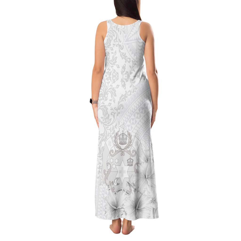Tonga Faka Sepitema Tank Maxi Dress Ngatu and Floral Pattern with Blooming Hibiscus
