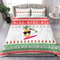 Hawaiian Mele Kalikimaka Bedding Set Funny Pineapple Surfing with Map Christmas Stripe Elements LT03 - Polynesian Pride