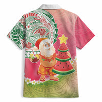 Hawaiian Watermelon Mele Kalikimaka Hawaiian Shirt Tropical Tribal Pattern with Funny Santa Claus LT03 - Polynesian Pride