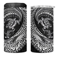 Hawaiian Turtle and Shark 4 in 1 Can Cooler Tumbler Kakau Tribal with Polynesian Pattern Black Color LT03 One Size: 16 oz Black - Polynesian Pride
