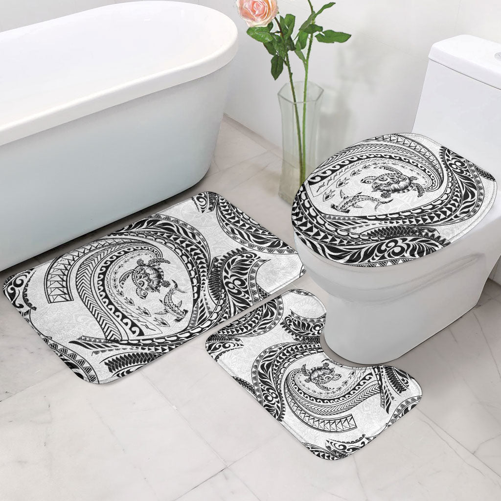 Hawaiian Turtle and Shark Bathroom Set Kakau Tribal with Polynesian Pattern White Color LT03 - Polynesian Pride