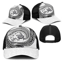 Hawaiian Turtle and Shark Mesh Trucker Cap Kakau Tribal with Polynesian Pattern White Color LT03 - Polynesian Pride