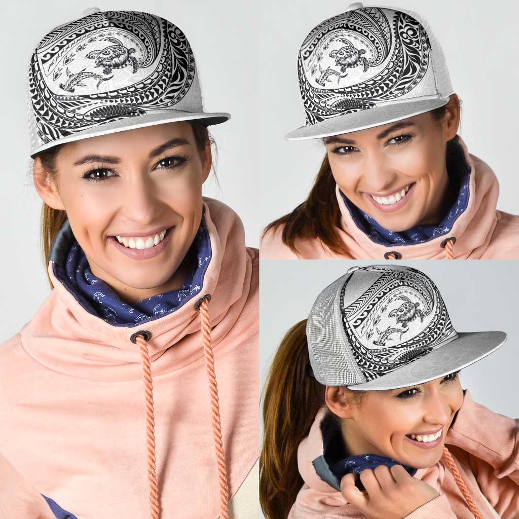 Hawaiian Turtle and Shark Mesh Trucker Cap Kakau Tribal with Polynesian Pattern White Color LT03 - Polynesian Pride