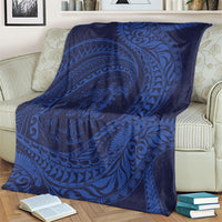 Hawaiian Turtle and Shark Blanket Kakau Tribal with Polynesian Pattern Blue Color LT03 - Polynesian Pride