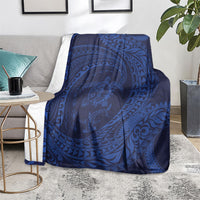 Hawaiian Turtle and Shark Blanket Kakau Tribal with Polynesian Pattern Blue Color LT03 - Polynesian Pride