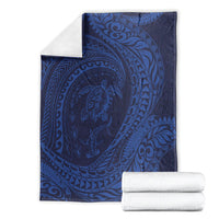 Hawaiian Turtle and Shark Blanket Kakau Tribal with Polynesian Pattern Blue Color LT03 - Polynesian Pride