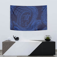 Hawaiian Turtle and Shark Tapestry Kakau Tribal with Polynesian Pattern Blue Color LT03 - Polynesian Pride