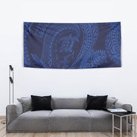 Hawaiian Turtle and Shark Tapestry Kakau Tribal with Polynesian Pattern Blue Color LT03 - Polynesian Pride