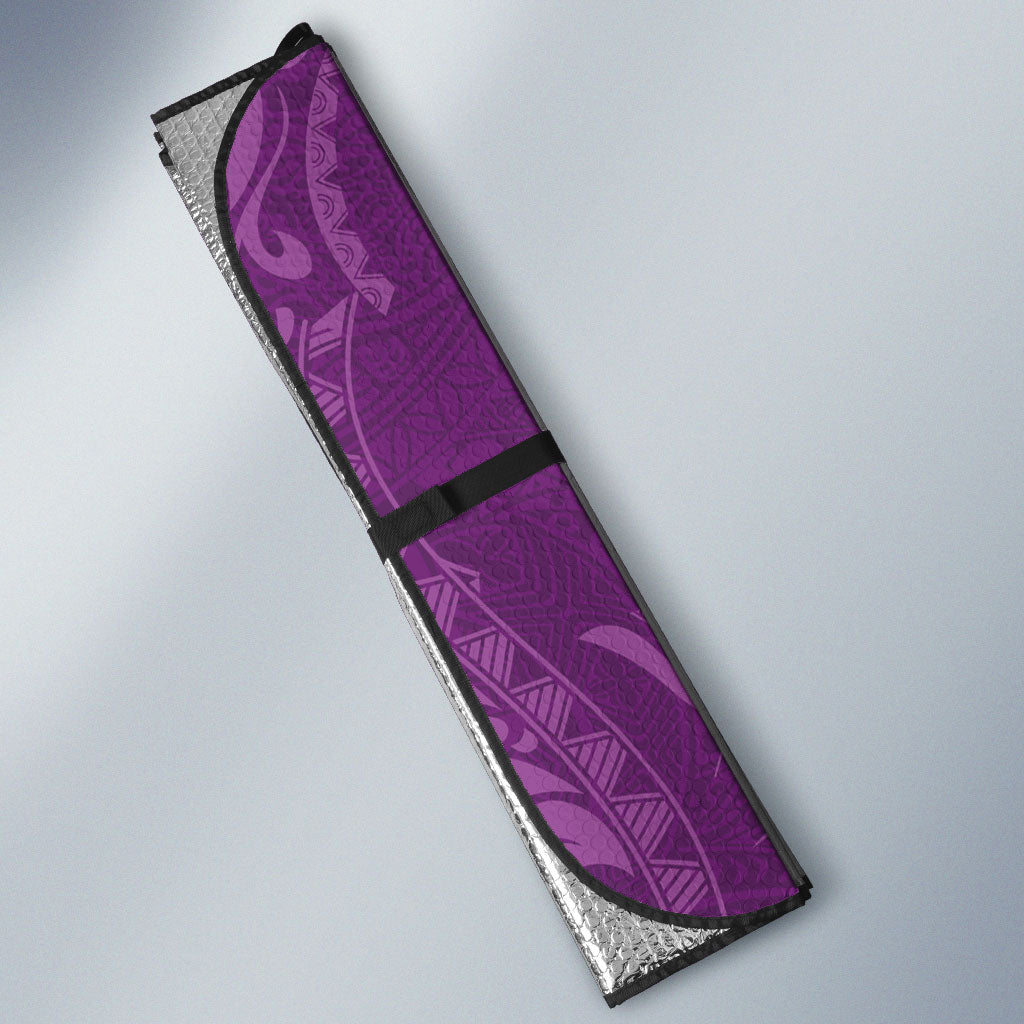 Hawaiian Turtle and Shark Auto Sun Shade Kakau Tribal with Polynesian Pattern Pink Color LT03 - Polynesian Pride