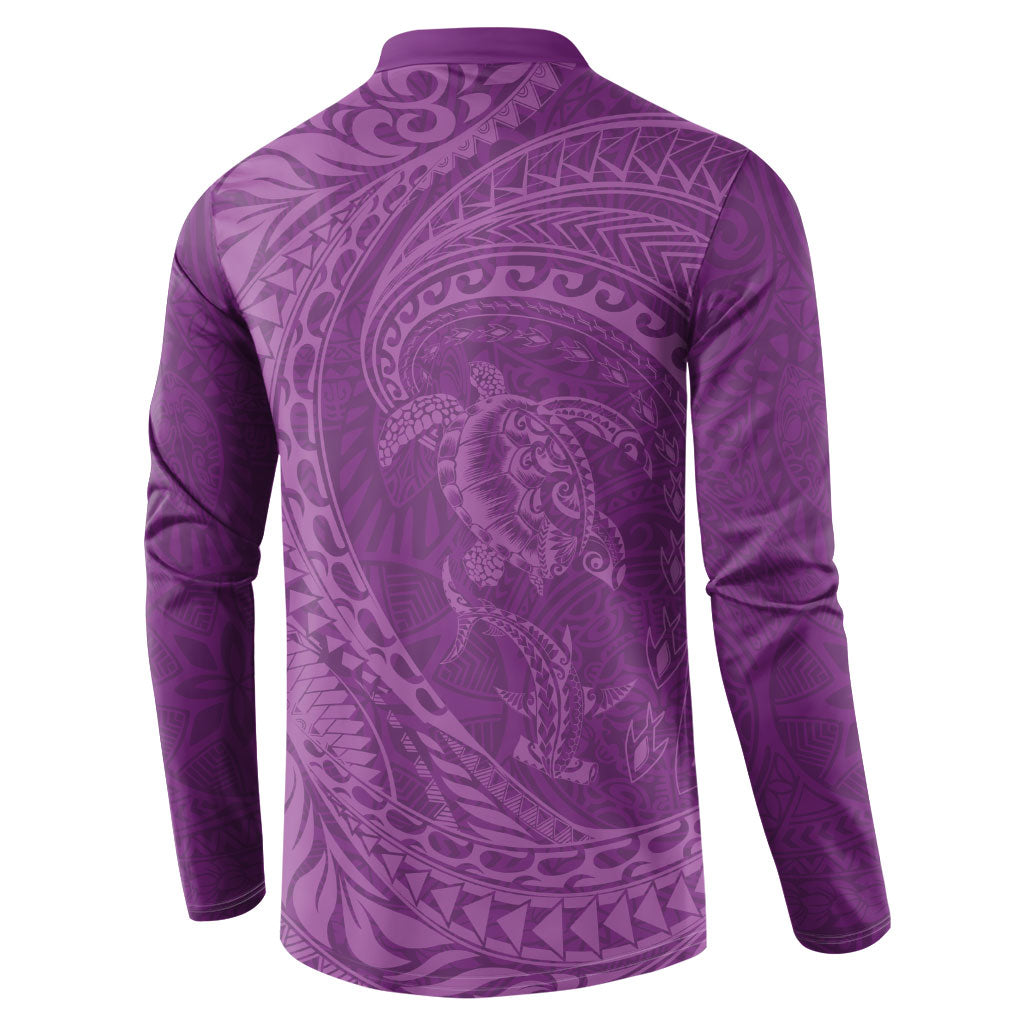 Hawaiian Turtle and Shark Button Sweatshirt Kakau Tribal with Polynesian Pattern Pink Color LT03 - Polynesian Pride