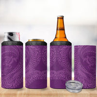 Hawaiian Turtle and Shark 4 in 1 Can Cooler Tumbler Kakau Tribal with Polynesian Pattern Pink Color LT03 - Polynesian Pride
