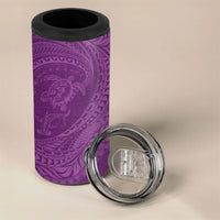 Hawaiian Turtle and Shark 4 in 1 Can Cooler Tumbler Kakau Tribal with Polynesian Pattern Pink Color LT03 - Polynesian Pride