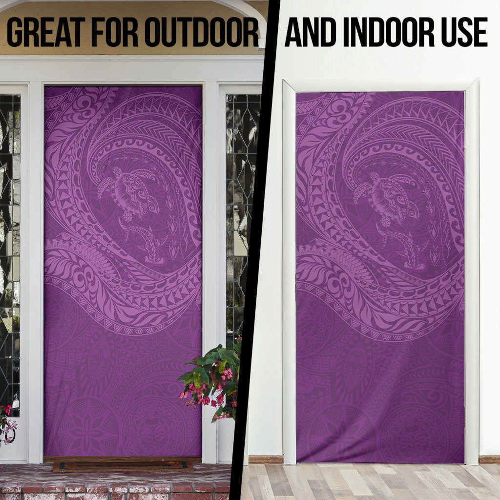 Hawaiian Turtle and Shark Door Cover Kakau Tribal with Polynesian Pattern Pink Color LT03 - Polynesian Pride