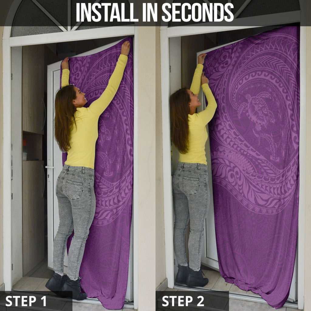 Hawaiian Turtle and Shark Door Cover Kakau Tribal with Polynesian Pattern Pink Color LT03 - Polynesian Pride