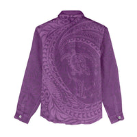 Hawaiian Turtle and Shark Women Casual Shirt Kakau Tribal with Polynesian Pattern Pink Color LT03 - Polynesian Pride