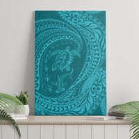 Hawaiian Turtle and Shark Canvas Wall Art Kakau Tribal with Polynesian Pattern Turquoise Color LT03 - Polynesian Pride