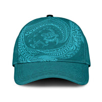 Hawaiian Turtle and Shark Classic Cap Kakau Tribal with Polynesian Pattern Turquoise Color LT03 Universal Fit Turquoise - Polynesian Pride
