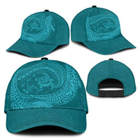 Hawaiian Turtle and Shark Classic Cap Kakau Tribal with Polynesian Pattern Turquoise Color LT03 - Polynesian Pride