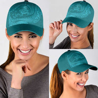 Hawaiian Turtle and Shark Classic Cap Kakau Tribal with Polynesian Pattern Turquoise Color LT03 - Polynesian Pride