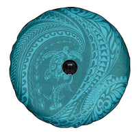 Hawaiian Turtle and Shark Spare Tire Cover Kakau Tribal with Polynesian Pattern Turquoise Color LT03 - Polynesian Pride