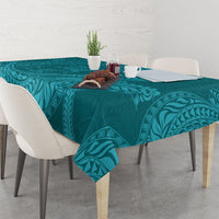 Hawaiian Turtle and Shark Tablecloth Kakau Tribal with Polynesian Pattern Turquoise Color LT03 - Polynesian Pride