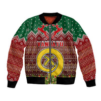 Vanuatu Christmas Bomber Jacket Pig Tusk Beautiful Merry Xmas Snowflake LT03 Unisex Red - Polynesian Pride