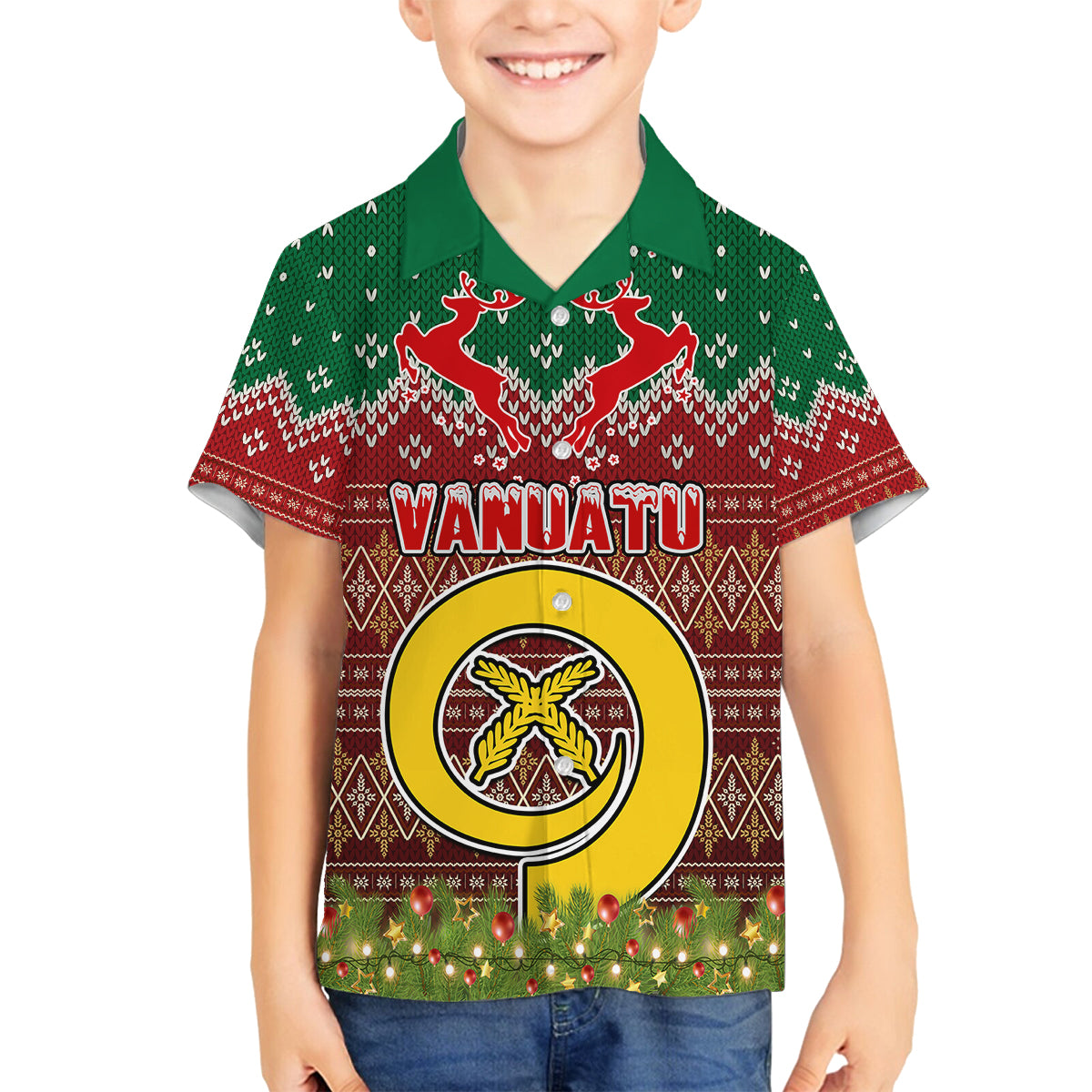 Vanuatu Christmas Kid Hawaiian Shirt Pig Tusk Beautiful Merry Xmas Snowflake LT03 - Polynesian Pride
