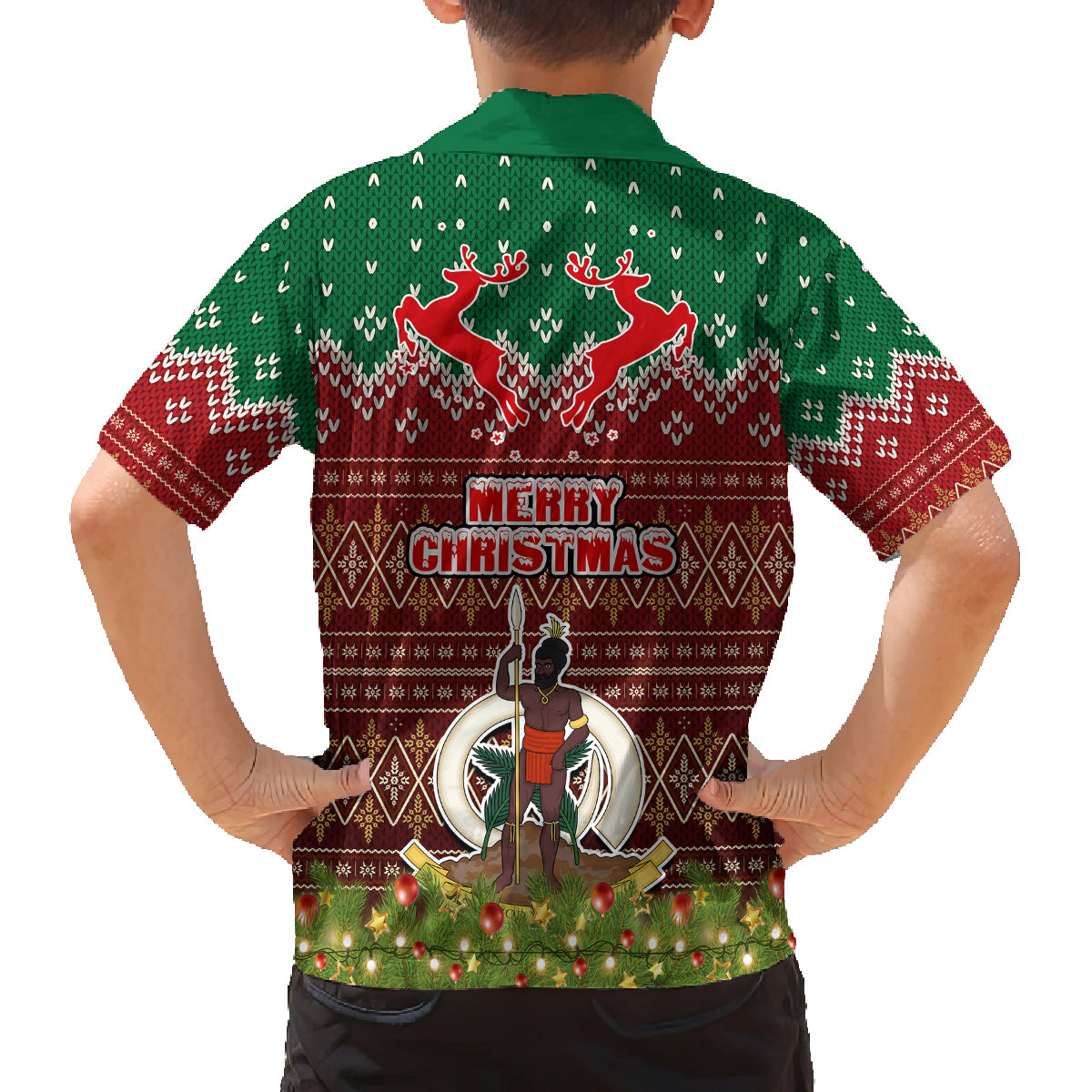 Vanuatu Christmas Kid Hawaiian Shirt Pig Tusk Beautiful Merry Xmas Snowflake LT03 - Polynesian Pride