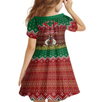 Vanuatu Christmas Kid Short Sleeve Dress Pig Tusk Beautiful Merry Xmas Snowflake LT03 - Polynesian Pride