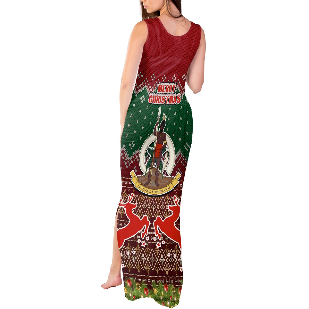 Vanuatu Christmas Tank Maxi Dress Pig Tusk Beautiful Merry Xmas Snowflake LT03 - Polynesian Pride