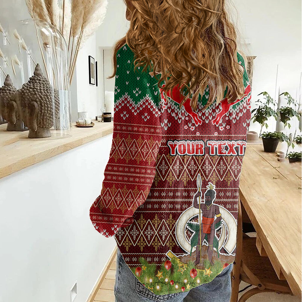 Personalised Vanuatu Christmas Women Casual Shirt Pig Tusk Beautiful Merry Xmas Snowflake LT03 - Polynesian Pride