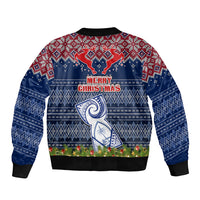 Guam Christmas Sleeve Zip Bomber Jacket Chamorro Guam Tattoos Beautiful Merry Xmas Snowflake LT03 - Polynesian Pride