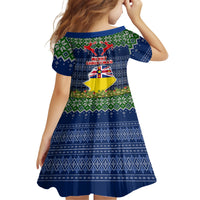 Niue Christmas Family Matching Off Shoulder Long Sleeve Dress and Hawaiian Shirt Coat of Arms and Map Beautiful Merry Xmas Snowflake LT03 - Polynesian Pride
