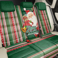 Kiribati Christmas Back Car Seat Cover Santa With Gift Bag Behind Ribbons Seamless Green Maori LT03 - Polynesian Pride